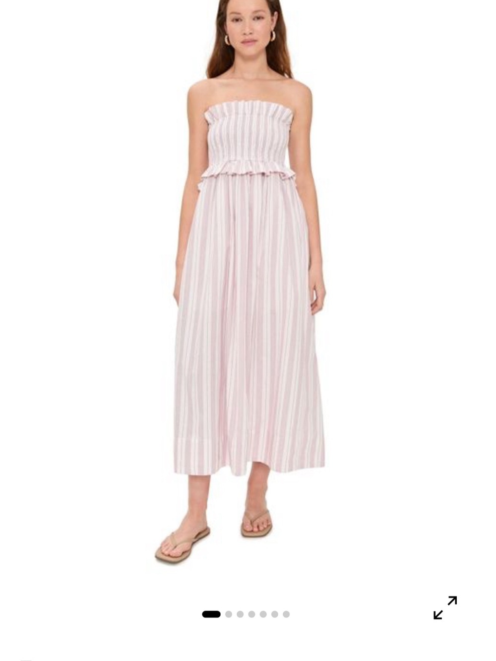 Strapless Pink and White Smocked Maxi Dress